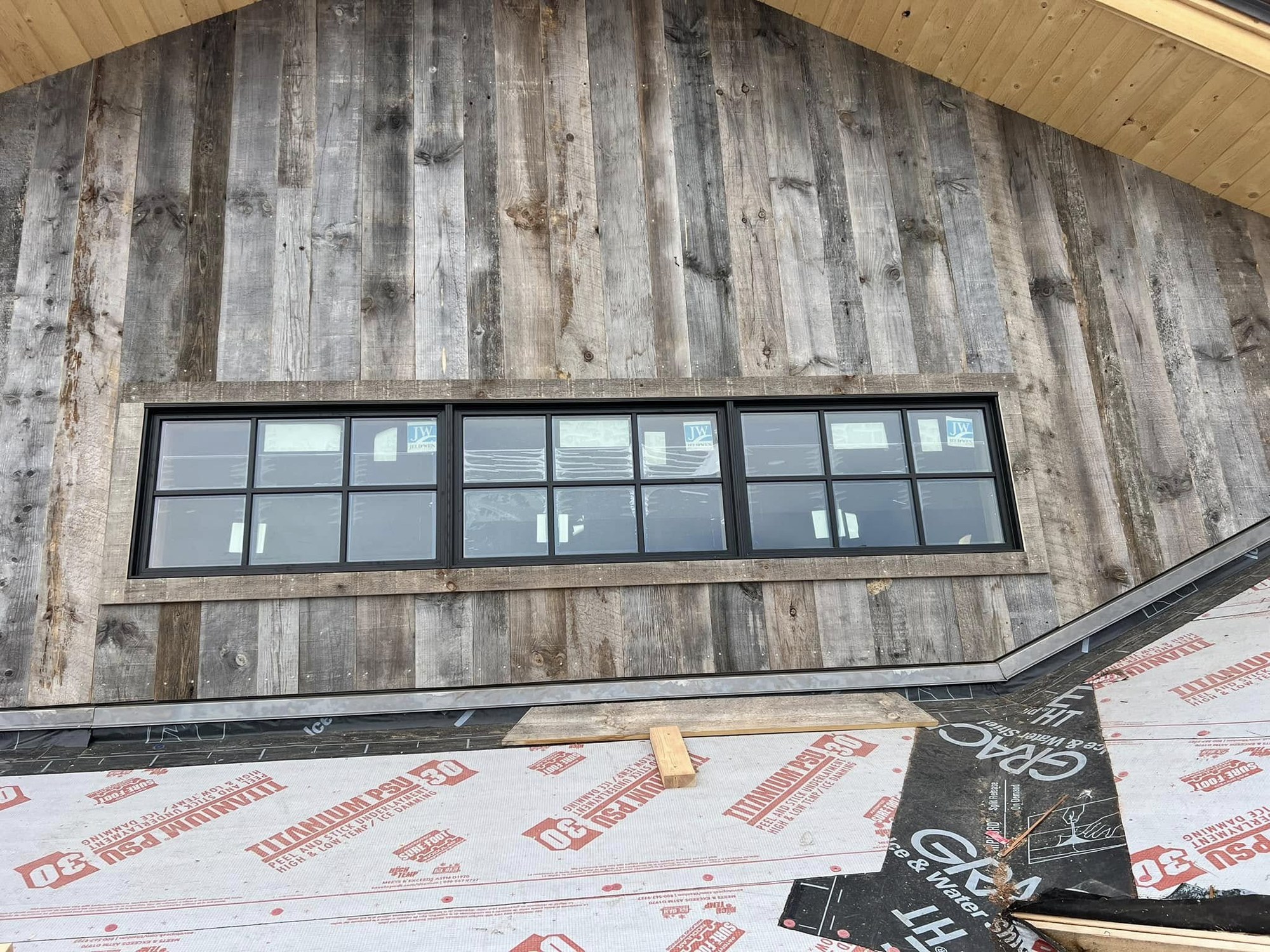 Weathered wood siding and windows
